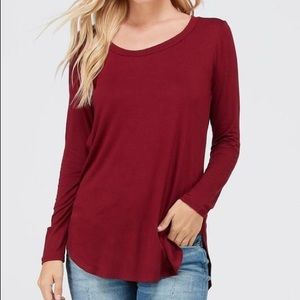 New! Everyday wear Long Sleeve Top - Burgundy